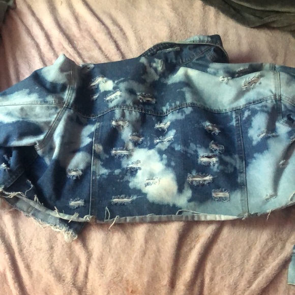 Hand bleach dyed and distressed denim mini jacket PO - Picture 12 of 12